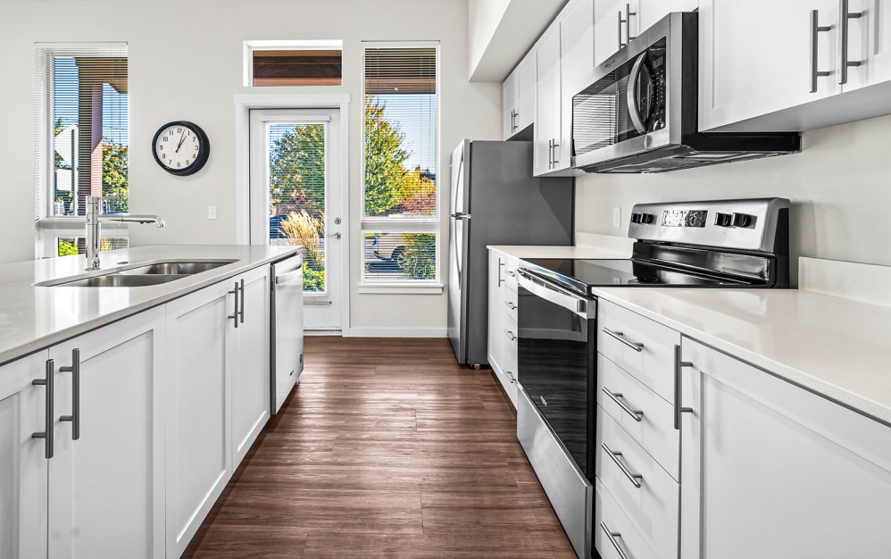 kitchen with access to private patio